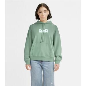 Levi’s Riley Flower Poster Granite Green French Terry Pullover Hoodie Size M